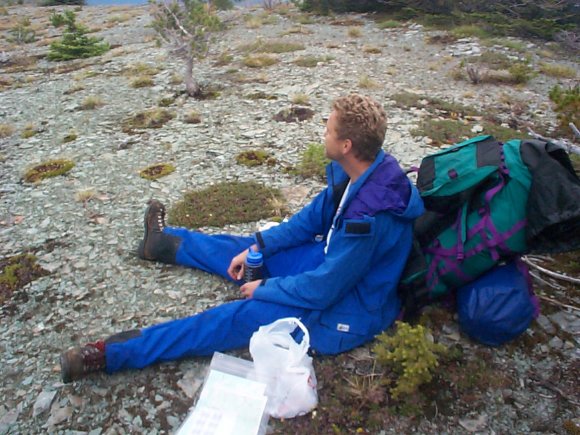 Axel Relaxing north of Sage Pass