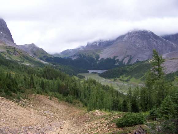 Looking back to Three Isle Lake